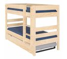 Pack Lit Superposé Avec Sommier Gigogne Et Matelas Nubie   Bois Naturel 90x200 Cm