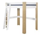 Pack Lit Mezzanine Avec Bureau Et Matelas 1 Place Ali   Blanc Et Bois 90x190 Cm