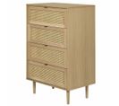 Commode 4 Tiroirs En Cannage Stella   Bois Naturel