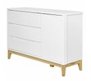 Commode 3 Tiroirs 1 Porte Yoona   Blanc Et Bois