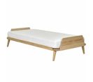 Pack Lit 1 Place Avec Matelas Karl   Bois Naturel 90x190 Cm