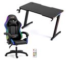 Pack Bureau Desk120z-led Et Fauteuil 700-led-darkside - 1m20 - Retro Éclairage Led Rgb