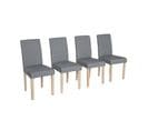 Lot De 4 Chaises - Rita - Chaises En Tissu. Pieds En Bois Cérusé. Gris Clairs