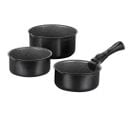 Set De 3 Casseroles Tous Feux 16-18-20 Cm Avec Une Poignée - Noir