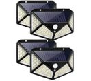 Wallamp: 4 Lampes Solaires Extérieur 100 LED : Éclairage Mural Sans Fil à 120° Détection