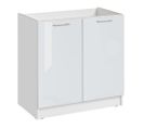 Meuble Sous-évier Eco Blanc Brillant 2 Portes L 80 Cm