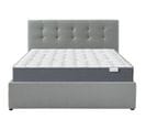 Ensemble Lit Coffre 140x190 En Tissu Gris Clair + Matelas Memo Hr + Tête De Lit Et Sommier - Tina