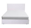 Lit Enzo 140x190 En Tissu Gris Clair + Matelas Mousse Clean Confort 19cm