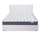 Lit Enzo 160x200 En Tissu Gris Clair + Matelas Mousse Accueil Mémoire De Forme Memo Hr 22cm