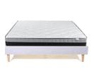 Lit Dina En Tissu Gris Clair 160x200cm + Matelas Mousse Accueil Mémoire De Forme Memo Luxe 25cm