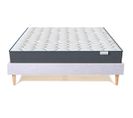 Ensemble Lit Dina Tissu Gris Clair 140x190 cm + Matelas Mousse Accueil Mémoire De Forme Memo Hr 22cm