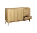 Buffet En Décor Bois 2 Portes Et 3 Tiroirs  L 120 X L 39 H 76cm - Dune