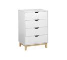 Commode Blanche Scandinave - Floki - Chiffonnier Avec Pieds En Bois De Sapin. 4 Tiroirs. 60x40x90cm