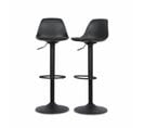 Lot De 2 Tabourets De Bar Réglables 61.5/83.5cm - Noah - Simili Cuir Noir - Hauteur Réglable.