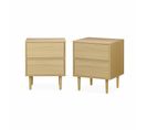 Lot De 2 Tables De Chevet Décor Bois Naturel - Mika - 2 Tiroirs - L 48 X L 40 X H 59cm