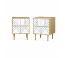 Lot De 2 Tables De Chevet Décor Bois Blanc - Mika - 2 Tiroirs - L 48 X L 40 X H 59cm