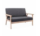 Banquette Canapé En Bois Et Tissu Gris Foncé. Isak. L 114 X P 69.5 X H 73cm