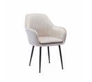 Fauteuil En Velours Blanc Cassé Et Pieds En Métal Noir Mat. Shella L 58 X P 58 X H 85