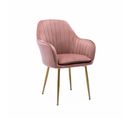 Fauteuil En Velours Vieux Rose Et Pieds En Métal Doré. Shella L 58 X P 58 X H 85