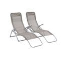 Lot De 2 Bains De Soleil Pliants - Levito Gris Taupe- Transats Textilène 2 Positions. Chaises