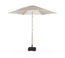 Parasol Droit Rond Sable Ø293cm Mât Central En Aluminium Imitation Bois. Orientable Et Manivelle