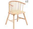 Lot De 2 Chaises De Salle à Manger Scandinave En Bois Massif Beige Rotin