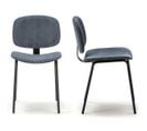 Lot De 2 Chaises En Velours Côtelé Bleu Piètement Noir - Liv