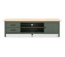 Meuble TV 1 Porte 2 Tiroirs En Pin Massif / Vert 158 Cm - Ida