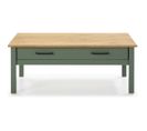 Table Basse 1 Tiroir En Pin Massif / Vert 100 Cm - Ida