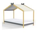 Ensemble Lit Cabane 90x190 En Pin Gris Anthracite Avec Sommier Charly + Matelas Mousse Confort Kids