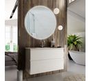 Meuble De Salle De Bain Simple Vasque - Mig Et Miroir Rond LED Solen - Blanc - 60cm