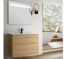 Meuble De Salle De Bain Simple Vasque - Mig Et Miroir LED Stam - Roble (chêne Clair) - 70cm