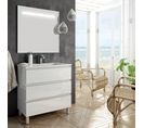 Meuble De Salle De Bain Simple Vasque - Palma Et Miroir LED Stam - Blanc -60cm