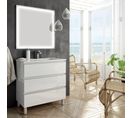 Meuble De Salle De Bain Simple Vasque - Palma Et Miroir LED Veldi - Blanc - 70cm