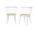 Lot De 2 Chaises Blanches En Bois Et Cannage. Nora. L 54 X P 54 X H 76.5cm.