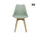 Lot De 6 Chaises Scandinaves. Pieds Bois De Hêtre. Chaises 1 Place. Vert Céladon