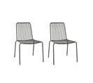 Lot De 2 Chaises De Jardin En Acier Anthracite . Empilables. Design Linéaire