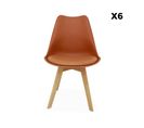 Lot De 6 Chaises Scandinaves. Pieds Bois De Hêtre. Chaises 1 Place. Terracotta