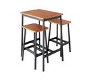 Set Complet Table De Bar Extérieur + 2 Tabouret Bois D'eucalyptus  Couleur Anthracite Anticorrosion