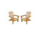 Lot De 2 Fauteuils En Bois D'acacia Adirondack Pour Enfant. Salon De Jardin Enfant Couleur Teck