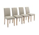 Lot De 4 Chaises Rita Velours Côtelé Pieds En Bois D'hévéa Cérusé