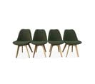 Lot De 4 Chaises Scandinaves Nils Revêtement Bouclette Kaki. Pieds Bois De Hêtre. Chaise 1 Place