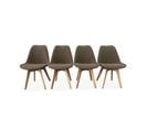 Lot De 4 Chaises Scandinaves Nils Revêtement Bouclette Taupe. Pieds Bois De Hêtre. Chaise 1 Place