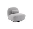 Fauteuil Pivotant 360° En Bouclette Texturée Gris Clair. Piètement En Métal Noir Mat - Spino