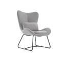 Fauteuil En Tissu Gris Clair Avec Coussin Fournis Nina L 75 X P 78 X H 101cm