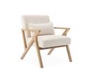 Fauteuil Scandinave Bois D'hévéa Et Bouclette Blanche Antoine