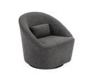 Fauteuil Pivotant 360° En Tissu Gris Foncé Avec Coussin. Lana L 80 X P 73 X H77cm