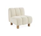 Fauteuil Pieds Arrondis En Bois Et Tissu Bouclette Blanc