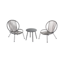 Ensemble De 2 Fauteuils + 1 Table Basse Gris Foncé Rete