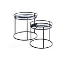 Tables Basses Grace En Métal Et Miroir Lot De 2 - Noir